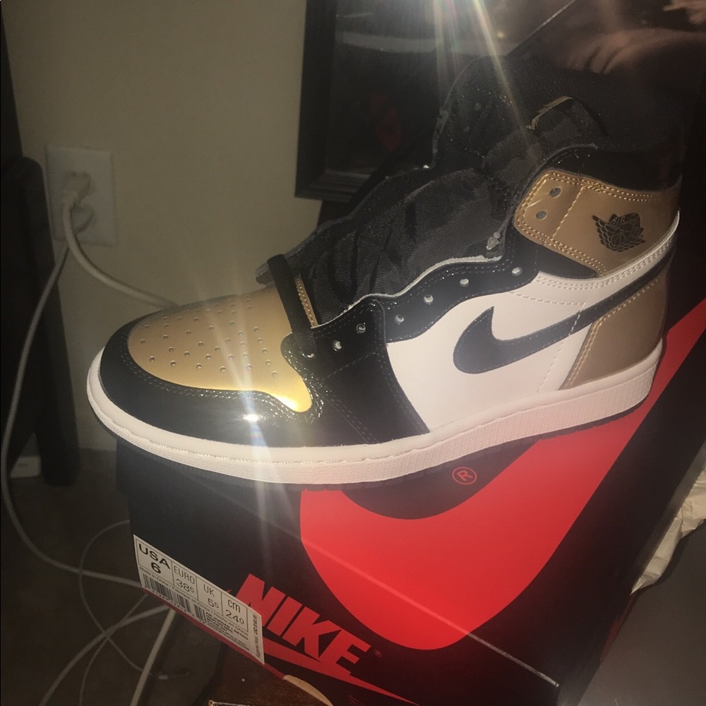 Gold toe Jordan 1s nrg